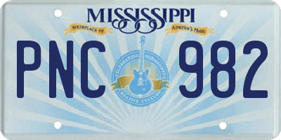 MS license plate PNC982