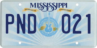 MS license plate PND021