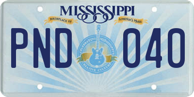 MS license plate PND040