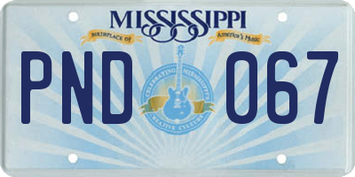 MS license plate PND067