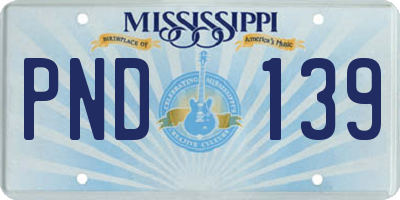 MS license plate PND139