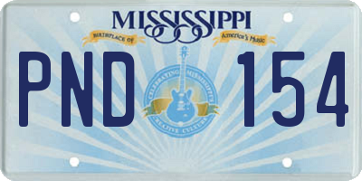 MS license plate PND154