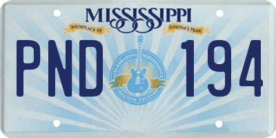 MS license plate PND194