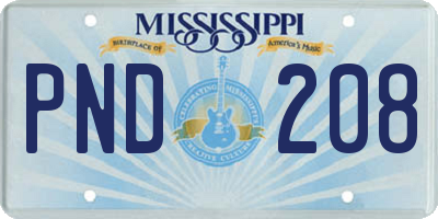 MS license plate PND208
