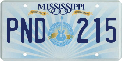 MS license plate PND215