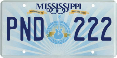 MS license plate PND222