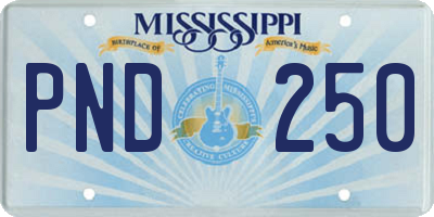 MS license plate PND250