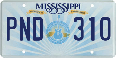 MS license plate PND310