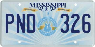 MS license plate PND326