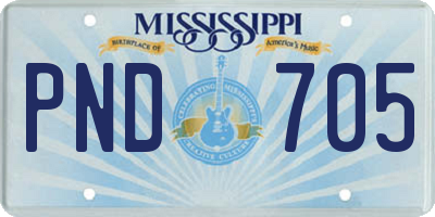 MS license plate PND705