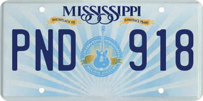 MS license plate PND918