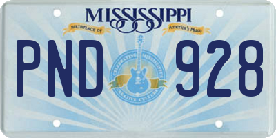 MS license plate PND928
