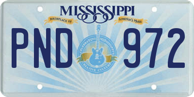 MS license plate PND972
