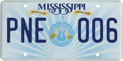 MS license plate PNE006