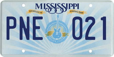 MS license plate PNE021