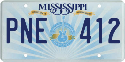 MS license plate PNE412