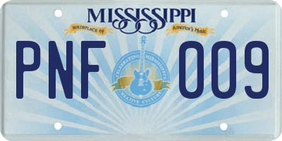 MS license plate PNF009
