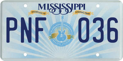MS license plate PNF036