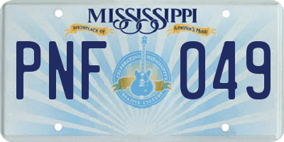 MS license plate PNF049