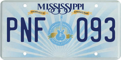 MS license plate PNF093