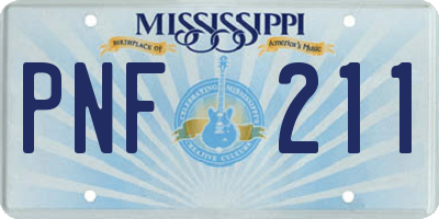 MS license plate PNF211