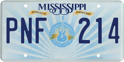 MS license plate PNF214