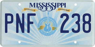MS license plate PNF238