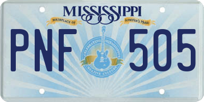 MS license plate PNF505