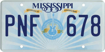 MS license plate PNF678