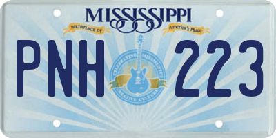MS license plate PNH223