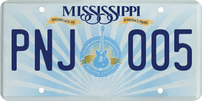 MS license plate PNJ005