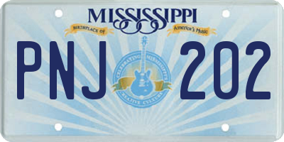 MS license plate PNJ202