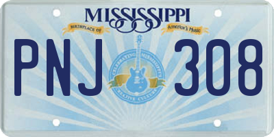 MS license plate PNJ308