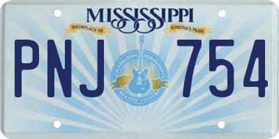 MS license plate PNJ754