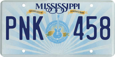 MS license plate PNK458
