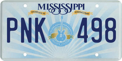 MS license plate PNK498