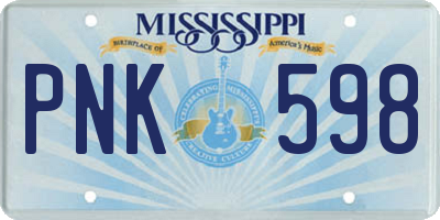 MS license plate PNK598