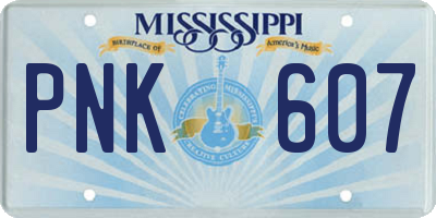 MS license plate PNK607