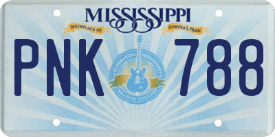 MS license plate PNK788