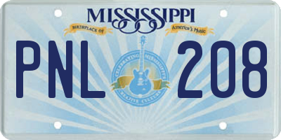 MS license plate PNL208