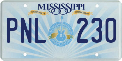 MS license plate PNL230