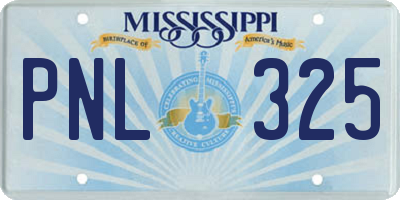 MS license plate PNL325