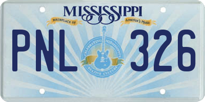 MS license plate PNL326