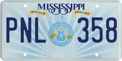 MS license plate PNL358