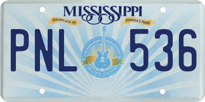 MS license plate PNL536