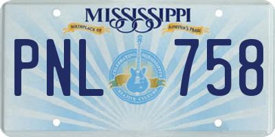MS license plate PNL758