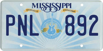 MS license plate PNL892