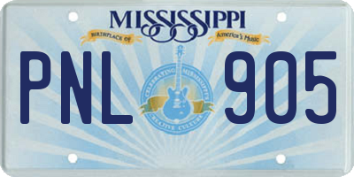 MS license plate PNL905