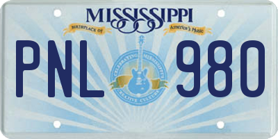 MS license plate PNL980