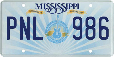 MS license plate PNL986